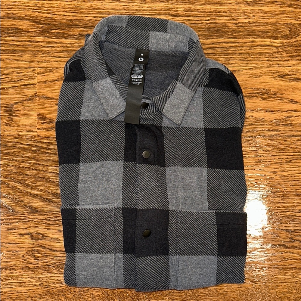 Lululemon Black and Gray Plaid Button-Up Shirt